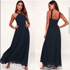 Lulu’s Air of Romance Navy Maxi Gown